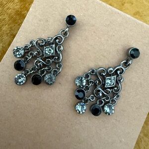 Vintage Black and Silver Chandelier Earrings